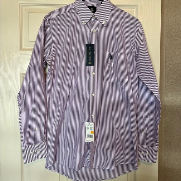 U.S. Polo Assn. Men's Purple Striped Shirt - Picture 1 of 5